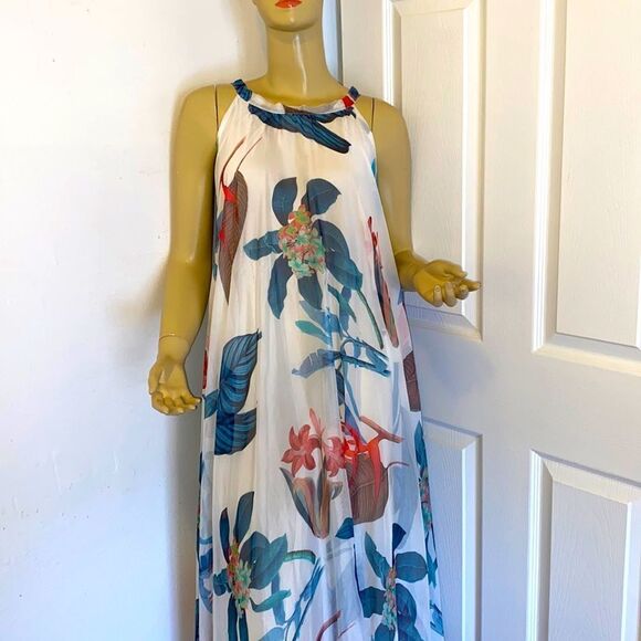 Chic Wish Tropical Pattern Flowing Halter Neck party Dres - Picture 2 of 6